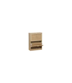 Armario Zapatero 2 Puertas abatibles Decor acabado pino/rattan, 60cm(ancho) 82cm(altura) 24cm(fondo)