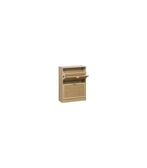 Armario Zapatero 2 Puertas abatibles Decor acabado pino/rattan, 60cm(ancho) 82cm(altura) 24cm(fondo)