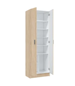 Armario zapatero Milan 2 puertas en acabado roble. 59 cm(ancho) 180 cm(altura) 37 cm(fondo)