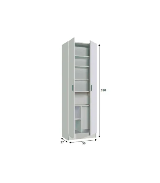 Armario zapatero Milan 2 puertas en acabado blanco 59 cm(ancho) 180 cm(altura) 37 cm(fondo)