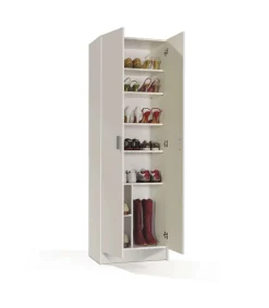 Armario zapatero Milan 2 puertas en acabado blanco 59 cm(ancho) 180 cm(altura) 37 cm(fondo)