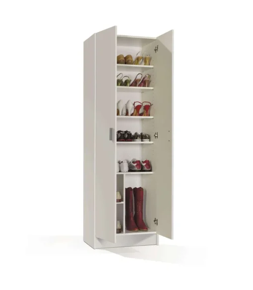 Armario zapatero Milan 2 puertas en acabado blanco 59 cm(ancho) 180 cm(altura) 37 cm(fondo)