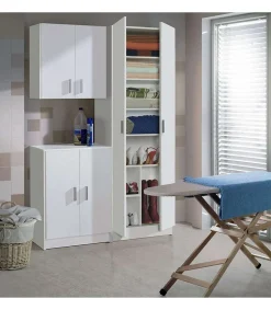 Armario zapatero Milan 2 puertas en acabado blanco 59 cm(ancho) 180 cm(altura) 37 cm(fondo)