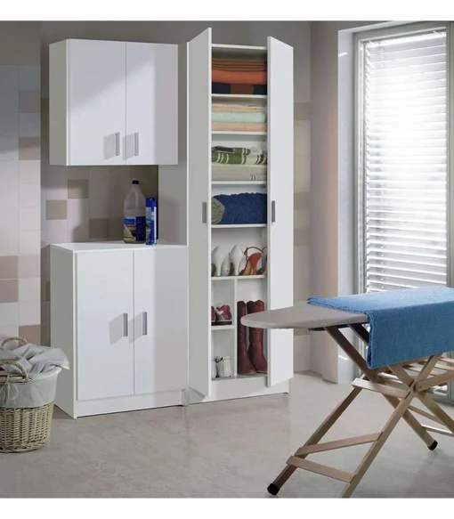 Armario zapatero Milan 2 puertas en acabado blanco 59 cm(ancho) 180 cm(altura) 37 cm(fondo)