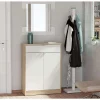 Armario Zapatero o recibidor Berlin en blanco y roble. 75 cm(ancho) 101 cm(altura) 36 cm(fondo)