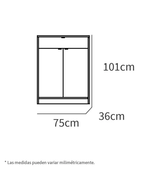 Armario Zapatero o recibidor Berlin en blanco y roble. 75 cm(ancho) 101 cm(altura) 36 cm(fondo)