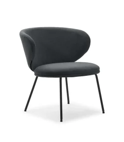 Butaca baja modelo Rebeca tapizado textil gris oscuro, 77.5cm (alto) 70cm (ancho) 79.5cm (largo)