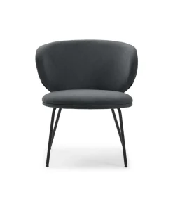 Butaca baja modelo Rebeca tapizado textil gris oscuro, 77.5cm (alto) 70cm (ancho) 79.5cm (largo)