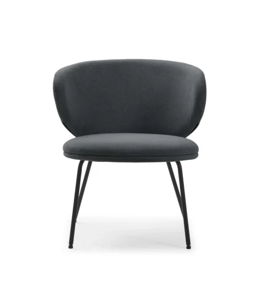 Butaca baja modelo Rebeca tapizado textil gris oscuro, 77.5cm (alto) 70cm (ancho) 79.5cm (largo)