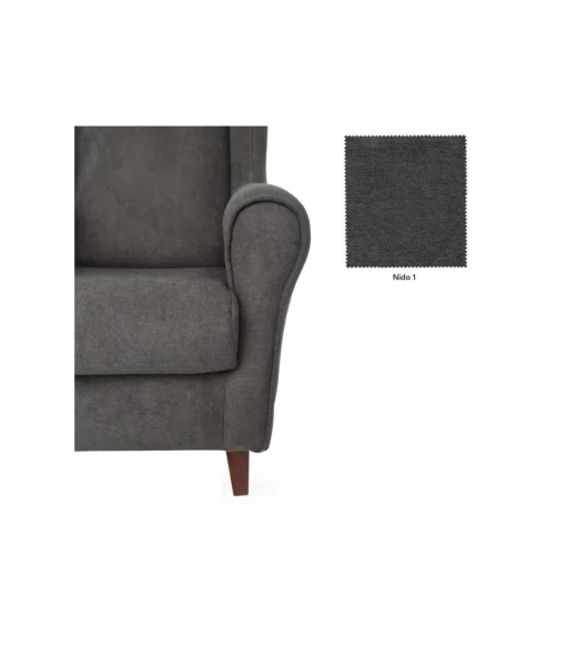 Butaca Calahorra tapizada en tela antimanchas gris. 77 cm(ancho) 104 cm(altura) 80 cm(fondo)