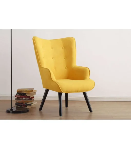 Butaca fija Voss tapizado mostaza, 71 cm(ancho) 95 cm(altura) 75 cm(fondo)