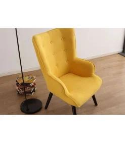 Butaca fija Voss tapizado mostaza, 71 cm(ancho) 95 cm(altura) 75 cm(fondo)