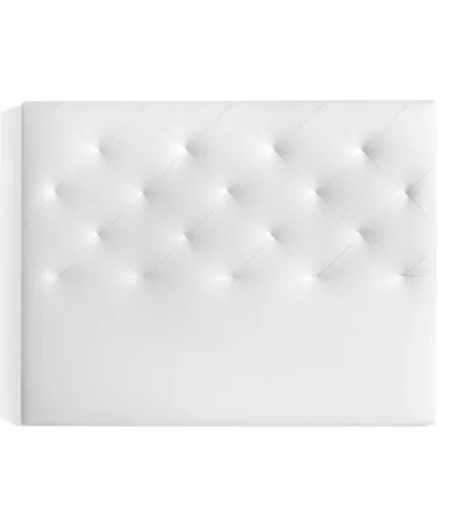 Cabecero Nadia para colchón de 150cm tapizado blanco, 160cm(ancho) 120cm(alto) 9cm(fondo)