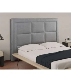 Cabecero Napoles tapizado en tela antimanchas gris. 130 cm (alto), 145 cm (ancho), 7 cm (fondo).