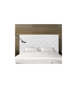 Cabecero Romo tapizado en polipiel blanco. 130 cm (alto), 160 cm (ancho), 7 cm (fondo).