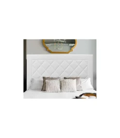 Cabecero Romo tapizado en polipiel blanco. 130 cm (alto), 160 cm (ancho), 7 cm (fondo).