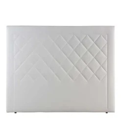 Cabecero Romo tapizado en polipiel blanco. 130 cm (alto), 160 cm (ancho), 7 cm (fondo).