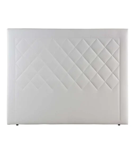 Cabecero Romo tapizado en polipiel blanco. 130 cm (alto), 160 cm (ancho), 7 cm (fondo).