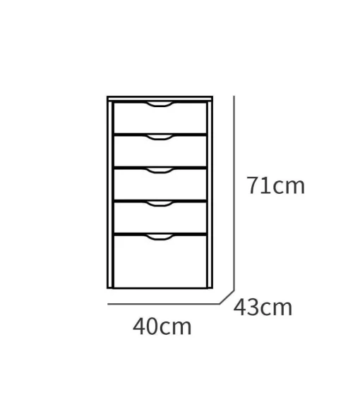 Cajonera Eko 5 cajones en blanco mate. 71 cm(alto)40 cm(ancho)43 cm(fondo).