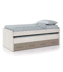 Cama compacta juvenil Ares Plus acabado blanco alpes/basalto, 69cm(alto) 198cm(ancho) 96cm(largo)