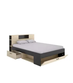 Cama compacta matrimonio Pozo Alcón en natural/grafito 95cm(alto) 147cm(ancho) 219cm(largo)