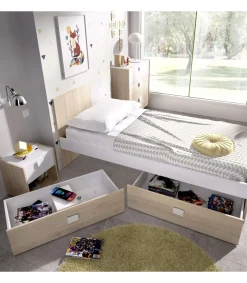 Cama con dos cajones Santisteban 90 cm para dormitorio juvenil 79 cm(alto)97 cm(ancho)196 cm(largo)