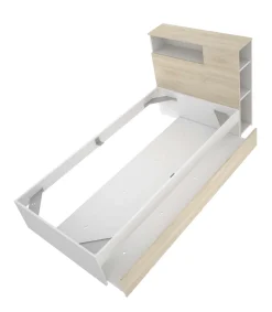 Cama juvenil con arrastre Tamesis para colchón de 90cm natural/blanco, 95cm(alto) 97.5cm(ancho) 218cm(largo)