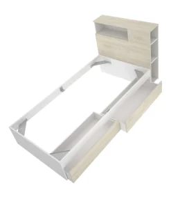 Cama juvenil con cajones Tamesis para colchón de 90cm natural/blanco, 95cm(alto) 97.5cm(ancho) 218cm(largo)