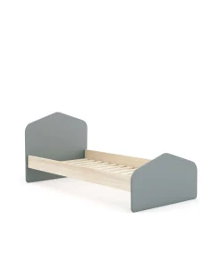 Cama juvenil Estela acabado verde kaki/cera blanca, 90cm(alto) 100cm(ancho) 195.4cm(fondo)