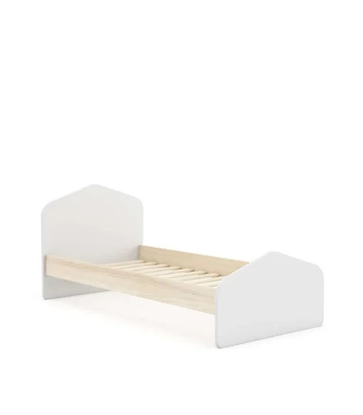 Cama juvenil Estela acabado blanco/cera blanca, 90cm(alto) 100cm(ancho) 195.4cm(fondo)