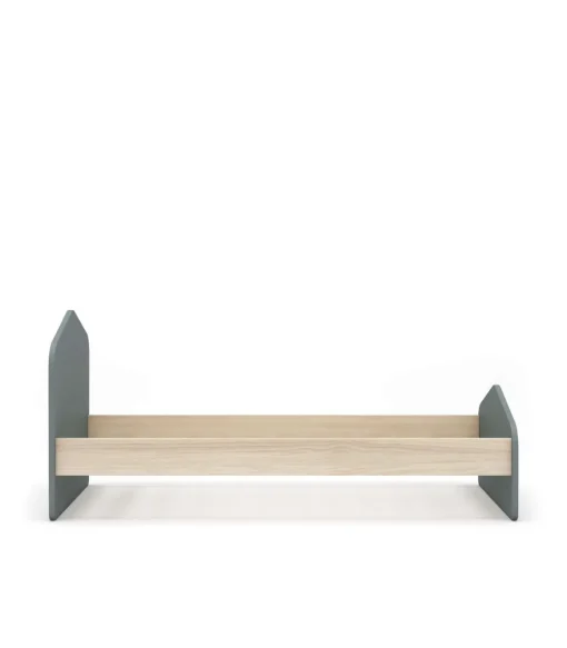 Cama juvenil Estela acabado verde kaki/cera blanca, 90cm(alto) 100cm(ancho) 195.4cm(fondo)