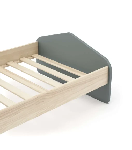 Cama juvenil Estela acabado verde kaki/cera blanca, 90cm(alto) 100cm(ancho) 195.4cm(fondo)