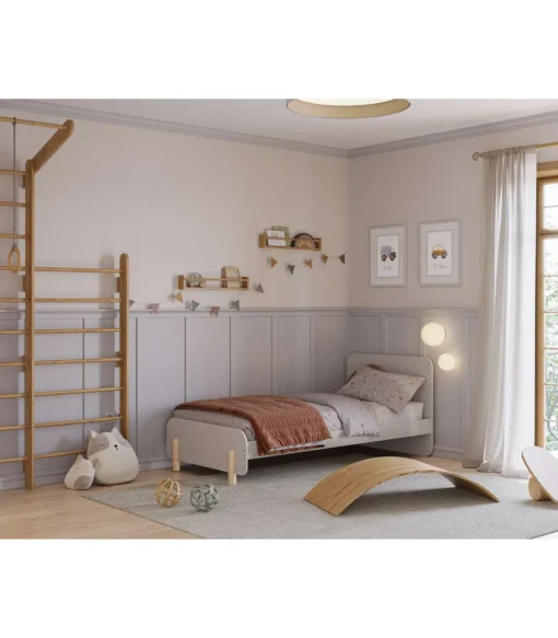 Cama juvenil modelo Noelia acabado crema/cera blanca, 45/90cm(alto) 106.5cm(ancho) 195.4cm(fondo)