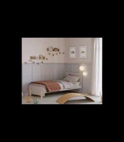 Cama juvenil modelo Noelia acabado crema/cera blanca, 45/90cm(alto) 106.5cm(ancho) 195.4cm(fondo)