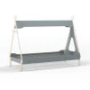 Cama juvenil modelo Tadeo acabado verde kaki/cera blanca, 165cm(alto) 104cm(ancho) 210cm(fondo)