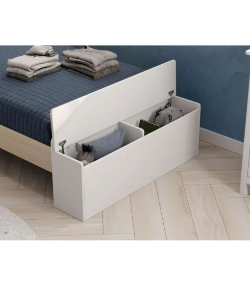 Cama juvenil tipo cabaña modelo ERIC acabado blanco/cera, 216.5cm(largo) 128.5cm(ancho) 153cm(alto).