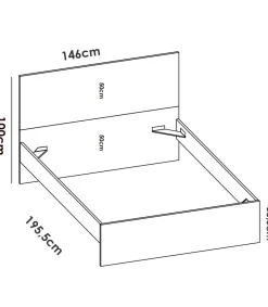 Cama matrimonio Laura acabado blanco, 100cm(alto) 146cm(ancho) 195.5cm(largo)