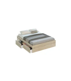 Cama matrimonio Modelo Beli con 4 cajones acabado roble canadian. Para colchón 150x190 cm.