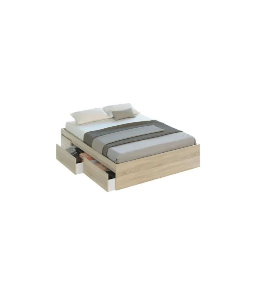 Cama matrimonio Modelo Beli con 4 cajones acabado roble canadian. Para colchón 150x190 cm.