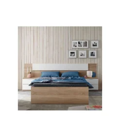 Cama matrimonio Modelo Beli con 4 cajones acabado roble canadian. Para colchón 150x190 cm.