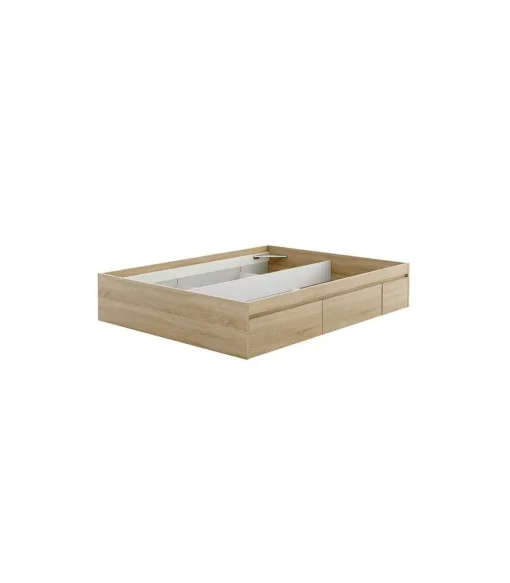 Cama matrimonio Modelo Beli con 4 cajones acabado roble canadian. Para colchón 150x190 cm.