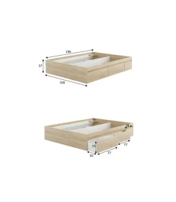 Cama matrimonio Modelo Beli con 4 cajones acabado roble canadian. Para colchón 150x190 cm.