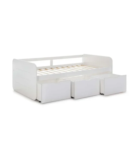 Cama nido 90 con 3 cajones modelo Adina acabado blanco Largo: 195.5 cm Ancho: 105 cm Alto: 70 cm