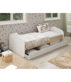 Cama nido juvenil Estela acabado blanco/cera blanca, 65cm(alto) 100cm(ancho) 205.4cm(fondo)