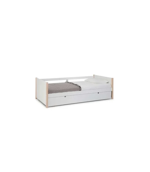 Cama nido juvenil Tiana con somier acabado blanco/natural 62 cm(alto) 200 cm(ancho) 98.5 cm(fondo)