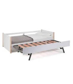 Cama nido juvenil Tiana con somier acabado blanco/natural 62 cm(alto) 200 cm(ancho) 98.5 cm(fondo)