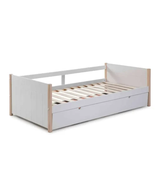 Cama nido juvenil Tiana con somier acabado blanco/natural 62 cm(alto) 200 cm(ancho) 98.5 cm(fondo)
