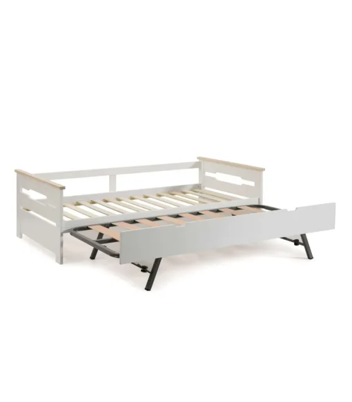 Cama nido para colchones 90 Eva acabado blanco/natural Largo: 199 cm Ancho: 105 cm Alto: 62 cm