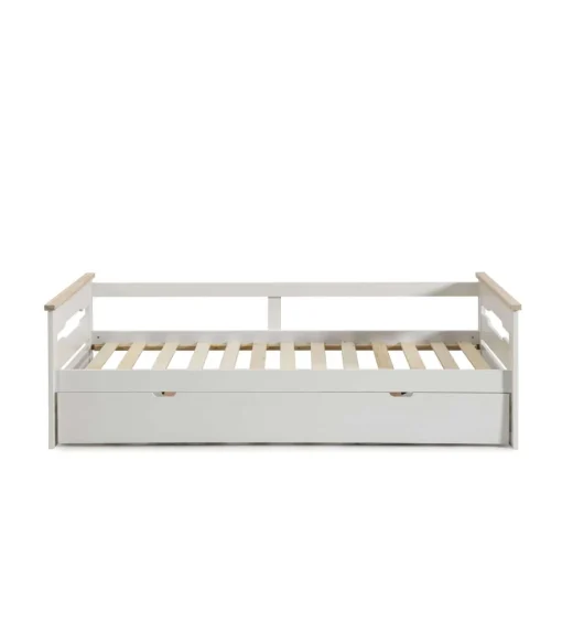 Cama nido para colchones 90 Eva acabado blanco/natural Largo: 199 cm Ancho: 105 cm Alto: 62 cm