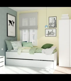 Cama nido Tibet acabado blanco, 54 cm(alto)202 cm(largo)97 cm(ancho)